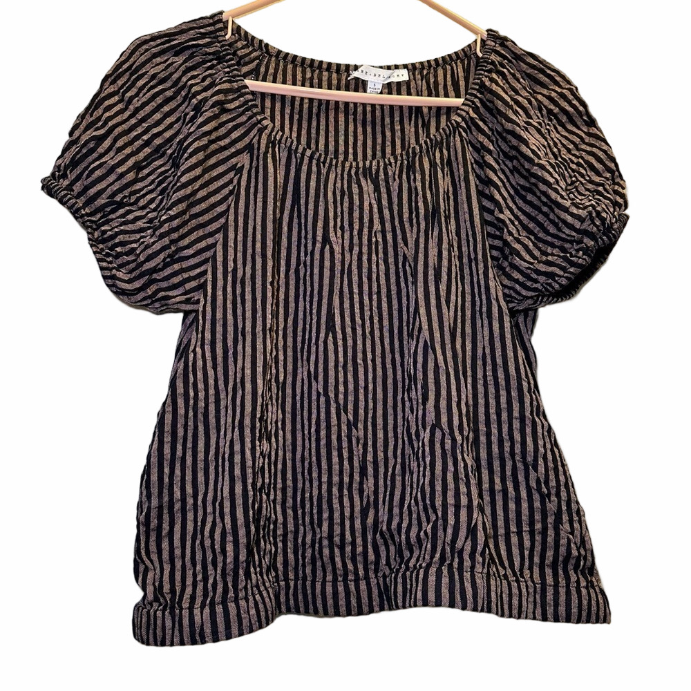 Jane and Delancey Tan & Black Blouse Size Small